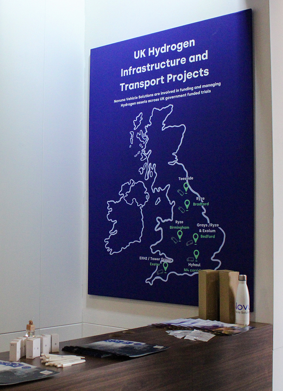 A poster displaying the key sites for hydrogen projects across the UK.
